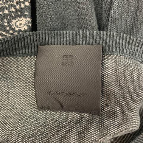 GIVENCHY Size S Black White Paisley Silk Distressed Pullover