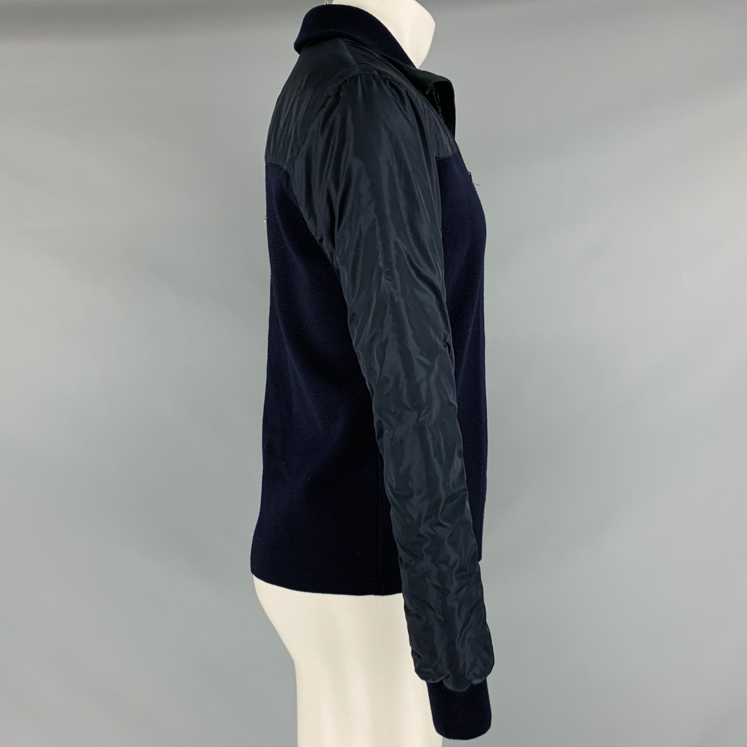 PRADA Size 40 Navy Mixed Fabrics Wool Zip Up Jacket – Sui Generis