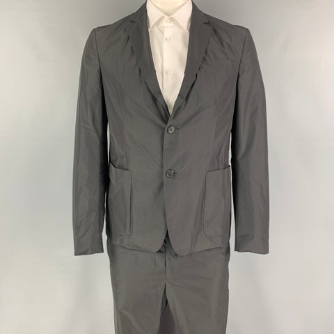 PRADA Size 42 Black Polyester Notch Lapel Suit