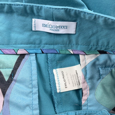 EMILIO PUCCI Size 6 Turquoise Cotton Straight Leg Casual Pants