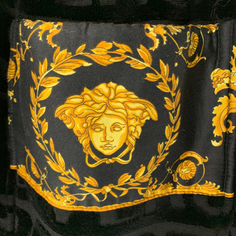 VERSACE Size S Black Gold Baroque Cotton Belted Cardigan