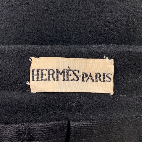 Vintage HERMES Size 10 Black Cashmere Double Breasted Coat
