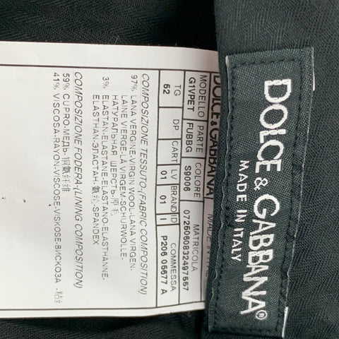 DOLCE & GABBANA Size 42 R Black Blue Two Toned Virgin Wool Tuxedo 3 Piece Suit