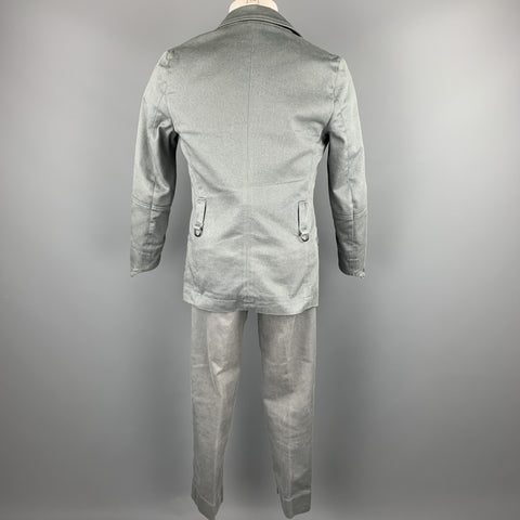 DIESEL Size S Grey Solid Cotton Blend Peak Lapel Suit