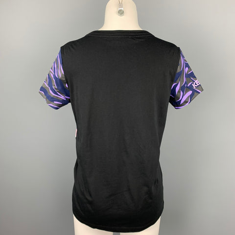 KENZO Size S Black Floral Cotton Short Sleeve T-shirt