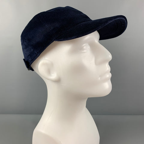 SAKS FIFTH AVENUE Navy Cotton Velvet Hat