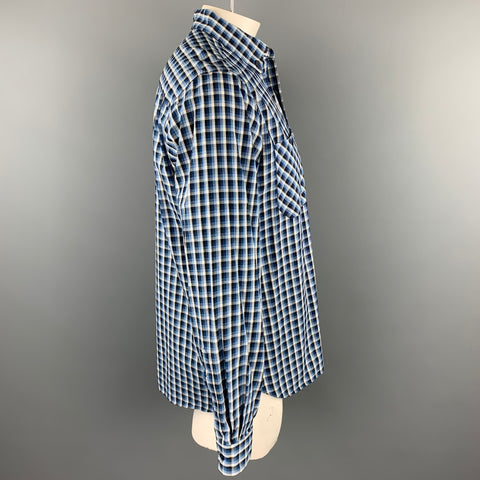 FREEMANS SPORTING CLUB Size XL Blue Checkered Cotton Long Sleeve Shirt