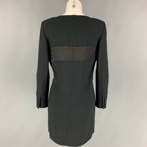 SAINT LAURENT Size 8 Black Acetate Blend Mixed Fabrics Above Knee Dress