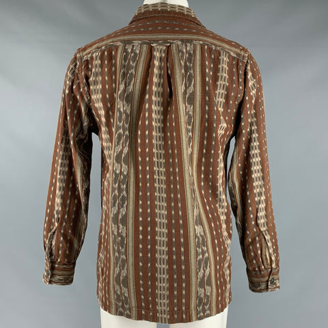TODD SNYDER Size M Brown Grey Jacquard Cotton Long Sleeve Shirt
