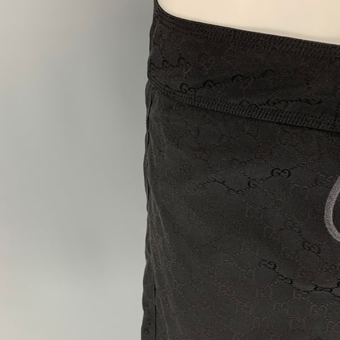 GUCCI Size M Black Jacquard GG Polyamide Cotton Drawstring Shorts