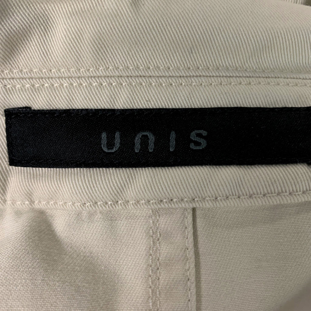 UNIS Size 38 Off White Solid Cotton Jacket