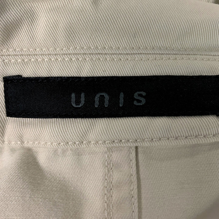 UNIS Size 38 Off White Solid Cotton Jacket