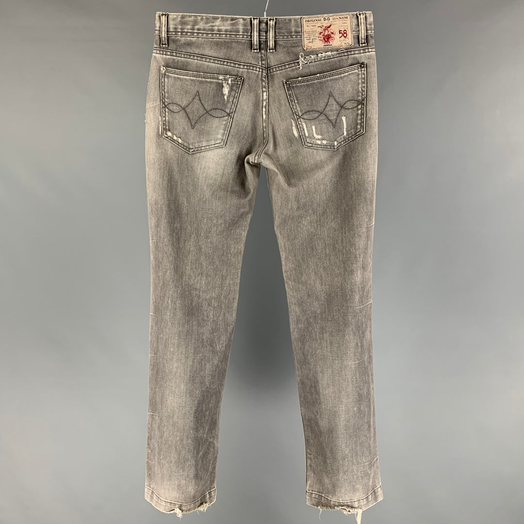 D&G by DOLCE & GABBANA Size 30 Grey Distressed Cotton Jeans