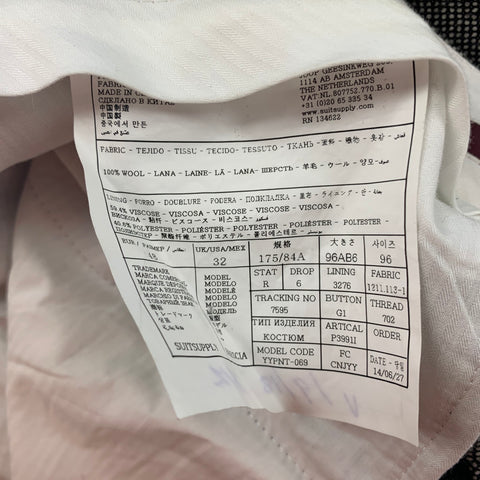 SUITSUPPLY Size 32 Black White Nailhead Wool Zip Fly Dress Pants