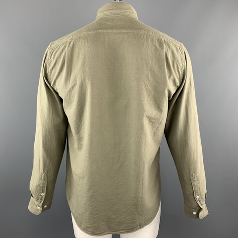 HARTFORD Size M Taupe Solid Cotton Button Up Long Sleeve Shirt