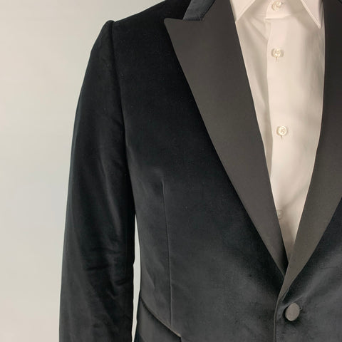 PAUL SMITH Size 42 Black Velvet Cotton Velvet Tuxedo Sport Coat