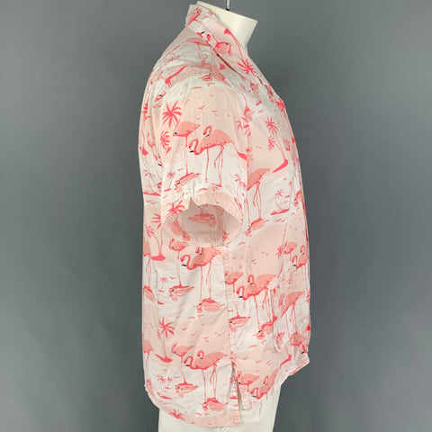 ENGINEERED GARMENTS Camisa de manga corta de algodón con gráfico blanco rosa talla M