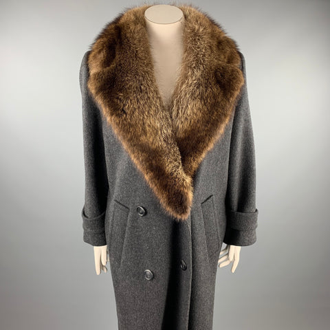 CALVIN KLEIN Taille 10 Manteau à double boutonnage en laine mélangée charbon de bois
