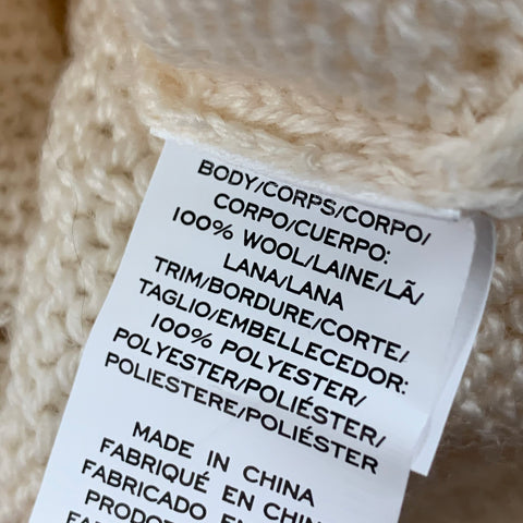 MARC JACOBS Size S Beige Transparent Wool Payettes Crew-Neck Sweater