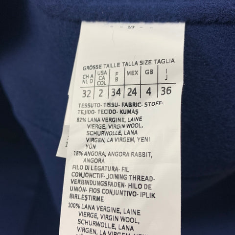 SPORTMAX Size 2 Blue Virgin Wool Angora Single Breasted Coat