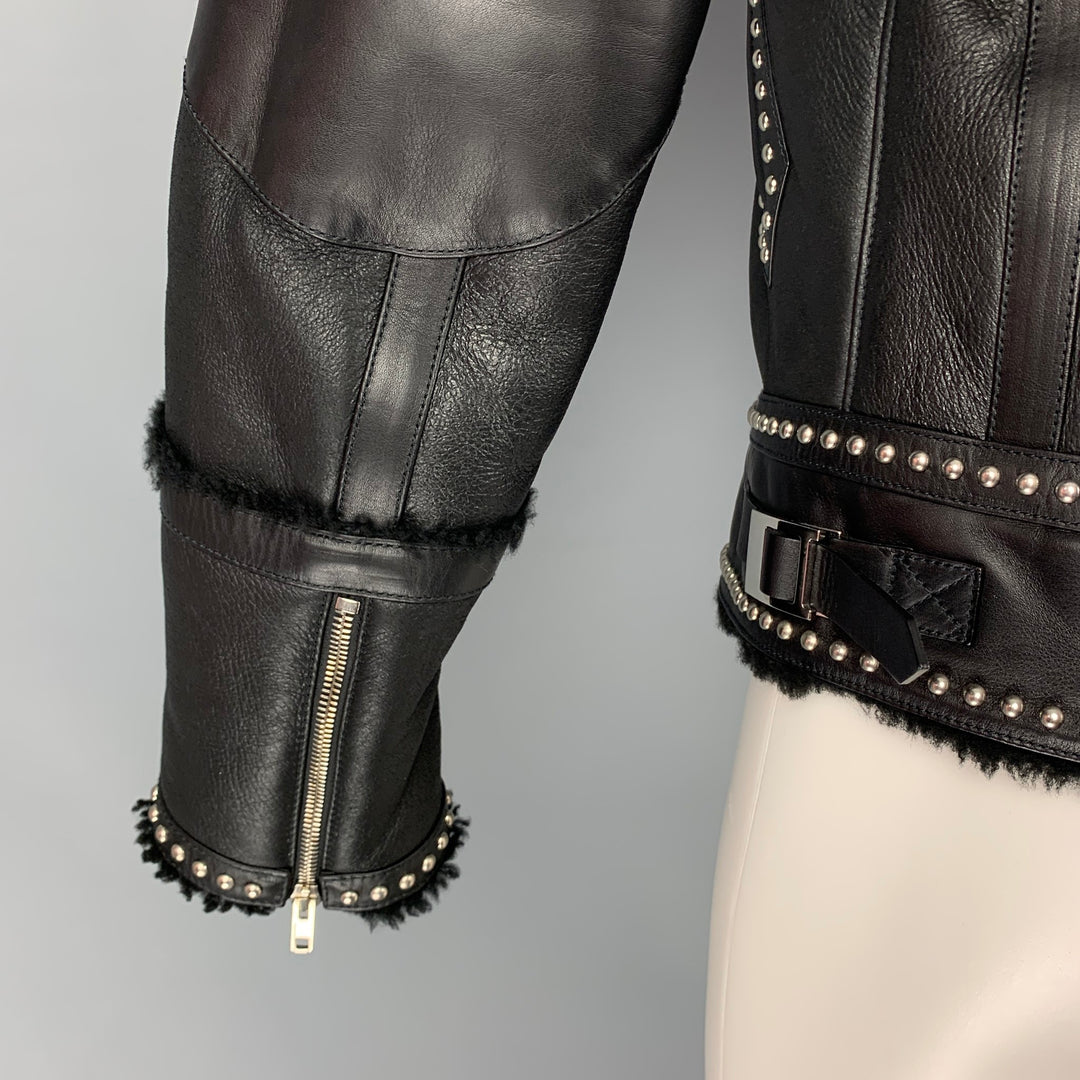 GIVENCHY by Ricardo Tisci FW 2017 Size 38 Black Silver Studded Leather Blouson Jacket