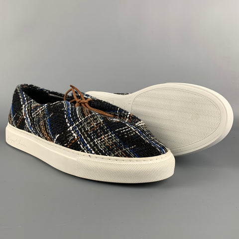 JACQUES SOLOVIERE Size 9 Multi-Color Woven Leather Low Top Sneakers