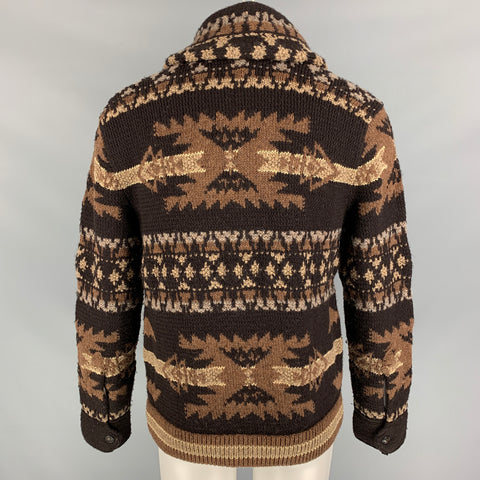 RRL by RALPH LAUREN Size M Brown Knitted Wool / Silk Shawl Collar Jacket