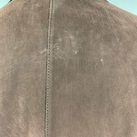 MARNI Size 4 Brown Suede Open Front Coat