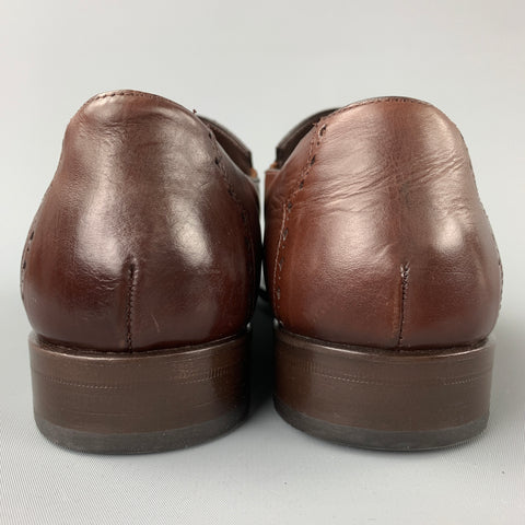 MEZLAN Size 10 Brown Perforated Leather Slip On Loafers