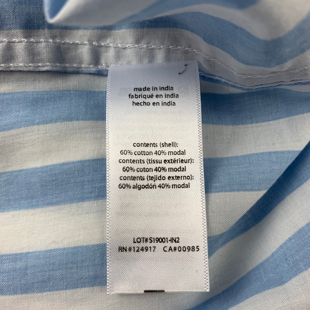 ONIA Size S White & Blue Stripe Cotton / Modal Camp Short Sleeve Shirt