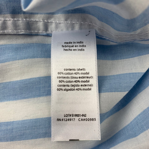 ONIA Size S White & Blue Stripe Cotton / Modal Camp Short Sleeve Shirt