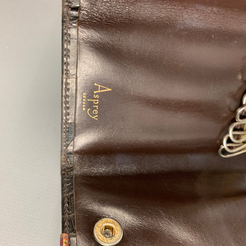 Vintage ASPREY Dark Brown Alligator Leather Key Holder