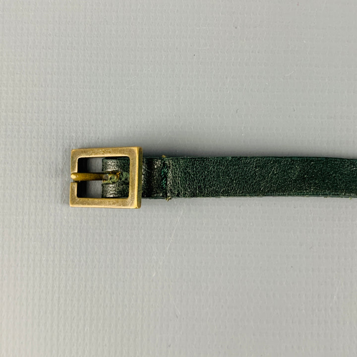 VINTAGE Size XL Thin Green Leather Belt