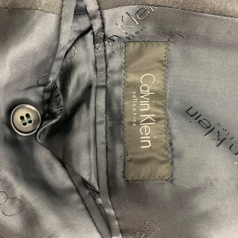 CALVIN KLEIN COLLECTION Size 44 Black Wool Notch Lapel Suit