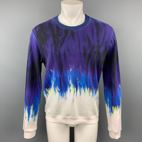MSGM Size S Purple & White Tie Dye Cotton Crew-Neck Sweatshirt