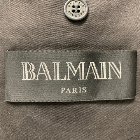BALMAIN Size 40 Black Studded Cotton Open Front Jacket