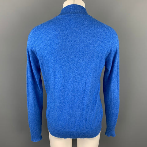 RICCARDO PIACENZA Size M Blue Heather Cashmere Zip Up Pullover Sweater