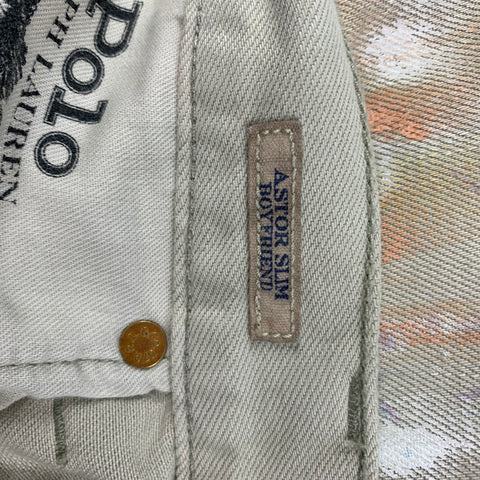 RALPH LAUREN Size 29 Ivory Splattered Cotton Jean Cut Casual Pants