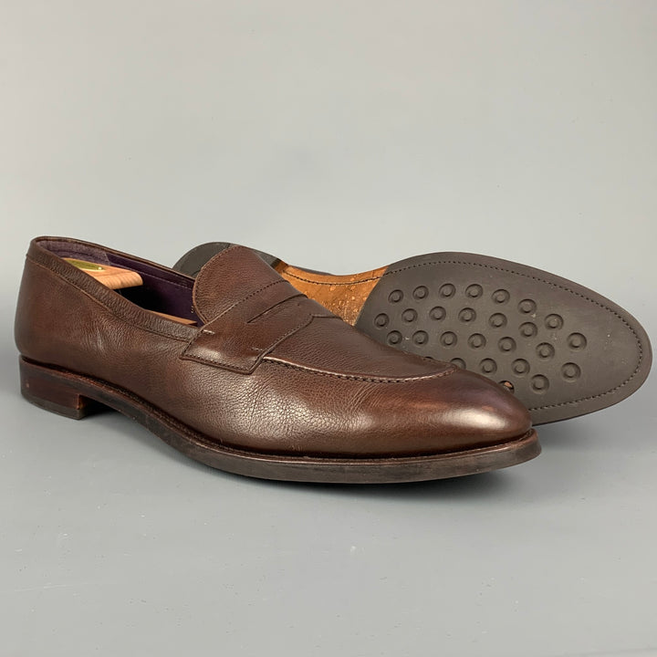 CARMINA Size 14 Brown Leather Penny Strap Slip On Loafers
