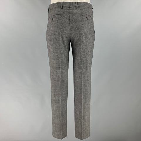 PAUL SMITH Chest Size 38 Grey Black Basketweave Wool Suit