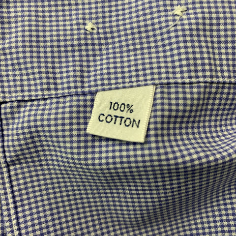 TINCATI Size M Blue Checkered Cotton Button Down Long Sleeve Shirt