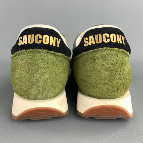 SAUCONY Size 10 Olive & Black Suede Trim Lace Up Sneakers