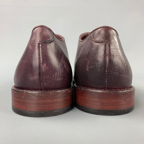PAUL SMITH Size 8 Burgundy Antique Leather Lace Up Flexible Travel Shoes