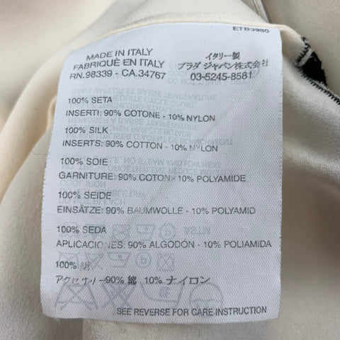 PRADA Size 4 Cream Black Silk Mixed Fabrics Camisole Dress Top