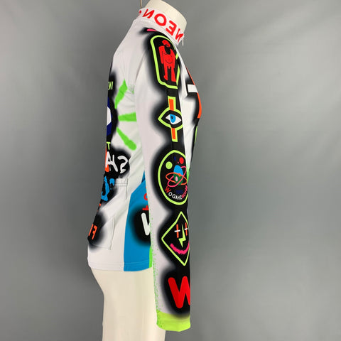 WALTER VAN BEIRENDONCK SS22 Size M White Graphic Nylon Jersey Bike Top