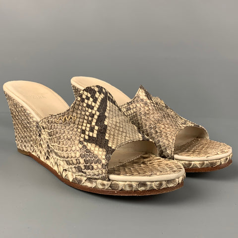 WMV. Size 8 Taupe Beige Phyton Skin Wedge Sandals