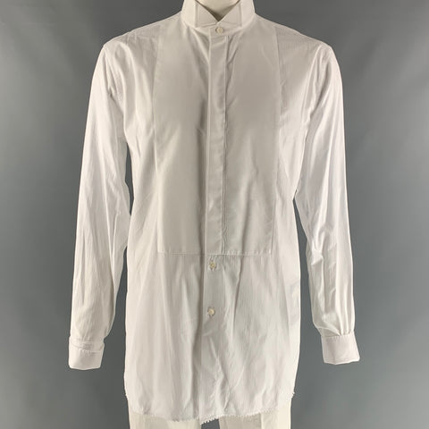 BURBERRY Camisa de manga larga de esmoquin texturizada blanca talla XL