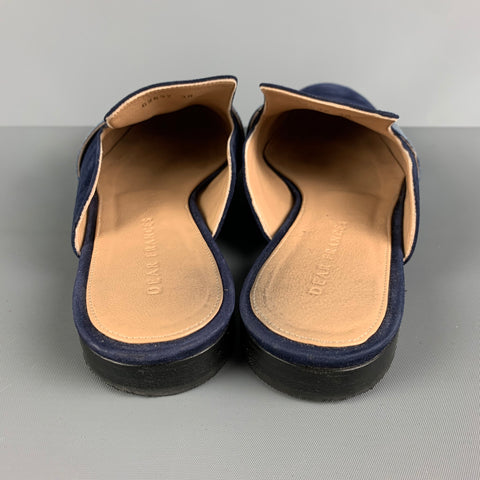 DEAR FRANCES Sandalias planas de materiales mixtos de ante azul marino talla 8