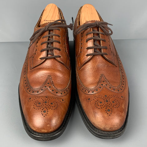CHURCH'S Size 10.5 Tan Leather Wingtip Lace Up Shoes
