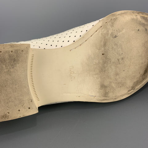 N.D.C. Size 10 White Perforated Patent LeatherPointed Toe Dress Shoes